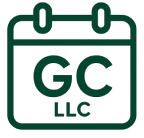 Calendar icon with GC LLC logo for tracking industrial coating and painting projects online